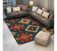 UERWOWELL Alfombras rectangulares Estilo étnico Boho 160x200cm Alfombra bajo Perfil con patrón geométrico Colorido para Sala Estar Dormitorio Oficina Alfombra Lavable