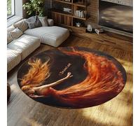 UERWOWELL Alfombras Redondas Devine Love 240cm Elegante Lady Dancing Estampado Tapete Círculo de Pelo bajo Antideslizante Dormitorio Lavable Estudio Sala de Baile Decoración de la Pista