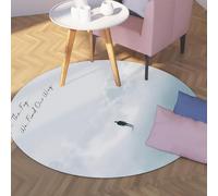 UERWOWELL Alfombras Redondas Estilo Minimalista 180cm Citas Inspiradoras A través la Niebla Encontramos Nuestro Camino Alfombra Impresa para Sala Estar Oficina Lavable Delgada