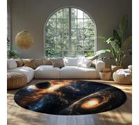 UERWOWELL Alfombras Redondas Vórtice Galáctico 6.7ft - Planetas Oscuros sobre Fondo Nebulosa Profunda Alfombras Finas Lavables para Sala conferencias Decoración del Suelo Oficina