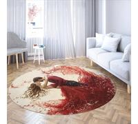 UERWOWELL Arte romántico de Baile Alfombras Redondas 240cm Pareja apasionada Abraza el patrón de Baile Alfombra de Pelo bajo y Lavable Elegante decoración del Suelo del Dormitorio
