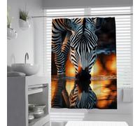 UERWOWELL Cortina de Ducha de Cebra de Rayas geométricas Vida Silvestre Moderna en Blanco y Negro Textura de ondulación de Agua Tela de poliéster Cortina de decoración de baño W120xL180 cm