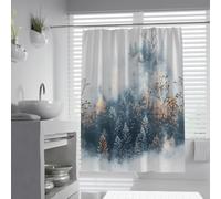 UERWOWELL Cortina de Ducha del Bosque escandinavo con Niebla Abstracta Cortina de Ducha con diseño de Bosque brumoso Decoración Minimalista del baño Lavable y Secado rápido W220xL180 cm