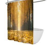UERWOWELL Cortina de Ducha Tradicional de otoño, Golden Tree Avenue y paisajismo Solar, Cortinas Impermeables de poliéster decoración de baño W90xL180 cm
