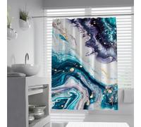 UERWOWELL Cortina Ducha baño mármol ágata Turquesa Morado W90xL180 cm