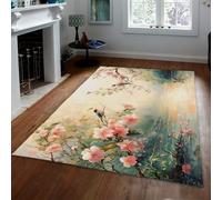 UERWOWELL Elegante y soñadora Cocina Alfombra Lavable, Flor de Cerezo, Escena Frente al Agua, Alfombrillas Antideslizantes para el Interior y alfombras Antideslizantes para la Oficina, 180x200cm