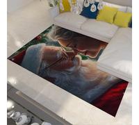 UERWOWELL Esterilla Cocina navideña Festiva 60x120cm Santa & Mrs. Claus Diseño romántico alfombras Pelo bajo para Entrada Decoración Antideslizante Lavable