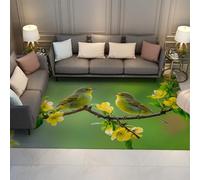 UERWOWELL Felpudo Estilo Bosque Antideslizante Lavable Verde Primavera Flores Amarillas Lindas Estampados alfombras Finas para Sala de Estar Dormitorio balcón 180x280cm