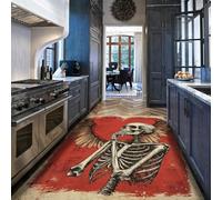 UERWOWELL Felpudos de Puerta Gothic Love 160x230cm Esqueleto con patrón de alas Alfombra de Pelo bajo Antideslizante Lavable Estilo Alternativo de Dormitorio Cocina y decoración del Suelo