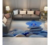 UERWOWELL Meditación 160x200cm Alfombras Cocina Orquídea Azul y Piedras apiladas Estampado Alfombra acogedora Pelo bajo Lavable para el salón Rincón Lectura Decoración del Suelo