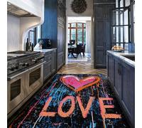 UERWOWELL Rainbow Heart Love Taps 80x150cm Splash Art de Graffiti Vibrante Alfombra de Pelo bajo Antideslizante Lavable decoración Urbana de Aula Estilo Callejero