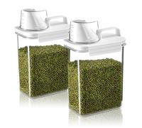 UESDU 2 Piezas Dosificador Detergente Lavadora, 1800 ml Dispensador Detergente con Measuring Cups para Detergente en Polvo y Suavizante y Contenedor Pienso