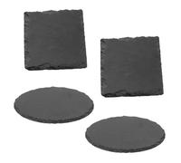 UESDU 4 piezas de pizarra, 15 x 15 cm, plataforma de pizarra, reptil, tortuga, accesorios para recinto para tortuga, lagarto, serpiente, rana, geco, caracoles (negro)