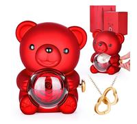 UEsvathr Oso Rosa Inmortal,Caja Giratoria con Rosas Preservadas y Collar,Regalo Mujer,Regalo para San Valentín,Día de la Madre, Boda, Cumpleaños