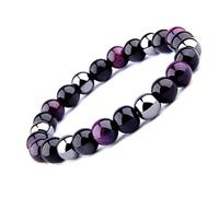 UEUC Pulsera Triple Protección Ojo de Tigre Cuentas de Hematita y Obsidiana Negra