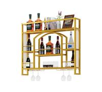 UEV Botellero de Pared de 100 cm con LED, Soporte Curvo, Soporte Metálico para Botellas de Vino, Estante Multifuncional para Bodega y Bar, 100 x 15 x 81 cm