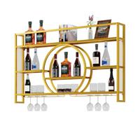 UEV Botellero de Pared de 140CM con LED, Expositor Semicircular, Metal para Botellas de Vino, Estante Multifuncional para Vino de Pared para Bodegas, Bares, 140 x 15 x 80 cm