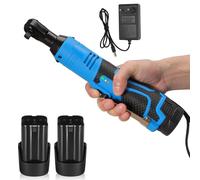 Uexedo - Llave de trinquete eléctrica (3/8 pulgadas, 60 FT-LBS(100 Nm) 18 V, llave de impacto con batería, 2 x 4,0 Ah, 260 rpm, recargable, llave de trinquete con enchufes, barra de extensión