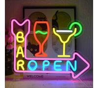 UExnkj-Y Bar Open Luces de Neón Cócteles Neon Sign Letrero de Neon Bar USB Led Abierto Sign para Bares de Cerveza, Cueva, Club, Pub, Hogar, Restaurante, Decoración