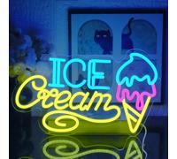UExnkj-Y Ice Cream Luz de Neon Letrero de Neón Helado luces de neón LED para supermercados, escaparates, fiestas, zonas de comida alimentado por USB con interruptor regulable