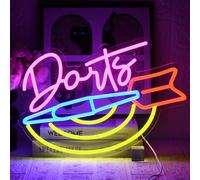 UExnkj-Y Letrero de Neón Dart Dardos Luz de neón alimentada por USB con botón regulable adecuado para bares, fiestas, salas de juegos, habitaciones, salas de dardos señales iuminosas