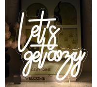 UExnkj-Y Let's Get Cozy Letrero de Neón Blanco Cálido Led Señal de Neón Letreros Luminosos de Neón por USB para Dormitorio, Bar, Sala de Juegos, Cafetería, Club, Salón, Tienda