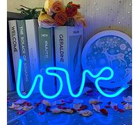 UExnkj-Y Love Neon luz de Neón Azul Love Letrero de Neón para Decoración de Pared USB o Lámpara de Neón Funciona con Pilas, Lámpara de Pared Neón para Fiestas,Decoración de Habitación