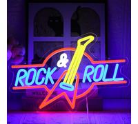 UExnkj-Y Luz de Neón Estilo Rock Rock Roll Letrero de Neon Alimentado por USB con botón regulable los letreros de pared de neón LED son adecuados para cócteles,dormitorios,clubes y fiestas