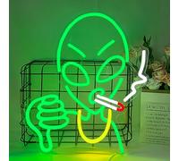 UExnkj-Y Señal de neón alienígena luces de neón extraterrestre Luz de neón verde alimentada por USB Para bar, sala de juegos, sala, fiesta, decoración de pared navideña, letrero de neón