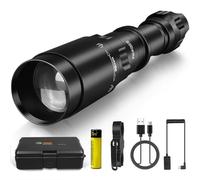 UF1605 T75 Linterna IR recargable por USB, 5 W 850NM 4715AS Potente linterna LED, lente asférica de 75 mm, caza, enfoque rápido e interruptor de atenuación con indicador de encendido y apagado