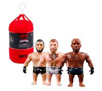 UFC Punching Bag Figura Articulada de 7,5 cm + Set de Lucha Sorpresa, con Accesorios y Base de Jaula, +8 años, Bizak (64119015)