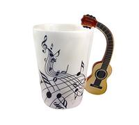 ufengke Creativo Guitarra De Grano De Madera Tazas Mug De Porcelana Tazas De Café Personalizadas, Notas Musicales Taza De Té De Cerámica, para Regalo, La Familia Y La Oficina