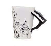ufengke Creativo Piano Negro Tazas Mug De Porcelana Tazas De Café Personalizadas, Notas Musicales Taza De Té De Cerámica, para Regalo, La Familia Y La Oficina
