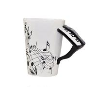 ufengke Creativo Piano Negro Tazas Mug De Porcelana Tazas De Café Personalizadas, Notas Musicales Taza De Té De Cerámica, para Regalo, La Familia Y La Oficina