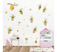 ufengke Pegatinas de Pared Abeja Amarilla Vinilos Adhesivas Pared Flor Colmena Rama para Dormitorio Habitación Infantiles Niños Sala de Estar