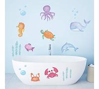 ufengke Pegatinas de Pared Bajo El Mar Vinilos Adhesivas Pared Pescado Marino Decorativos para Baño Dormitorio Habitación Infantiles