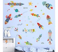 ufengke Pegatinas de Pared Cohetes de Colores Vinilos Adhesivos Pared Espacio Exterior Planetas Decorativos para Dormitorio Habitación Infantiles Niños Bebé