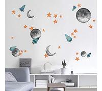 ufengke Pegatinas de Pared Espacio Exterior Vinilos Adhesivas Pared Planeta Cohete Estrella para Dormitorio Habitación Infantiles Niños Sala de Estar