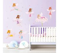 ufengke Pegatinas de Pared Hadas de Flores Vinilos Adhesivas Pared Corazón Rosa Decorativos para Dormitorio Habitación Infantiles Niñas