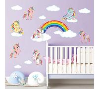 ufengke Pegatinas de Pared Unicornio Arcoiris Vinilos Adhesivos Pared Nube Decorativos para Dormitorio Infantiles Habitación Bebés Niñas