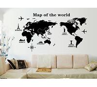 ufengke® "Vuelta Al Mundo Mapa del Mundo Pegatinas de Pared, Sala de Estar Dormitorio Removible Etiquetas de la Pared/Murales, A