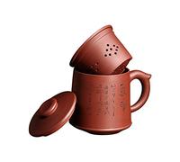 ufengke Yixing Zi Sha Taza de Té con Colador de Té, Tapa,Palabras Chinas,Tetera de Cerámica Hecha A Mano, Taza de Té Arcilla Púrpura 21oz