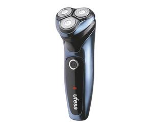 Ufesa AR3050 Afeitadora Eléctrica Rotativa Metal con Cuchillas Flexibles Dual Blade, IPX7, Cabezal Pivotante, Cortapatillas Extensible, Diseño Ergonómico, 45Min de Autonomía, Carga Rápida