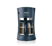Ufesa Capriccio Cafetera de Goteo, 6 Tazas, 600W, Jarra 0.6L, Filtro Permanente, Placa Calefactora Antiadherente, Sistema Antigoteo, Auto Apagado, Azul/Verdoso