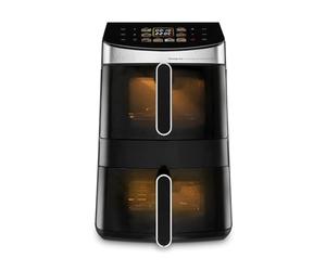 Ufesa Freidora de Aire Flamingo Duo, Doble Cubeta, Capacidad 11.5L, 8 Programas Preestablecidos, Pantalla Táctil Digital, DualZone Heat, 2500W, Vertical, 50-220ºC, Air Pulse 360º, Ventana con Luz