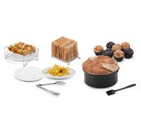 Ufesa Pack 7 Accesorios para Freidora de Aire sin Aceite, 3.5L o más, Molde Bizcocho, Parilla, Pinchos, Soporte para Tostadas, Moldes Cupcake, Pincel de Silicona, Pinzas y Papel Vegetal, Sin BPA