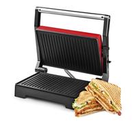 Ufesa PR1000 Fuji Parilla Eléctrica, Panini Press Grill, 1000W, Placas Antiadherentes, Apertura 180º, Asa Toque Frio, Color Rojo