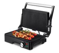 Ufesa Teide Parilla Eléctrica, Panini Press Grill, 1600W, Placas Antiadherentes, Apertura 180º, Regulador de Temperatura, Asa Toque Frio, Negro