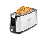 Ufesa Tostadora Toastie Duo Plus 750W de Acero Inoxidable, 2 Ranuras Largas, 7 Niveles de Potencia, Funciones Recalentar/Descongelar/Cancelar y Bandeja Recogemigas Extraíble