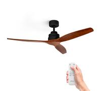Ufesa Ventilador de Techo CFTB, 40W, 6 Velocidades, Ultra Silencioso, 3 Aspas de Madera Natural 132cm, Función Verano - Invierno, Temporizador 8h, Mando a Distancia, Negro - Madera Oscura